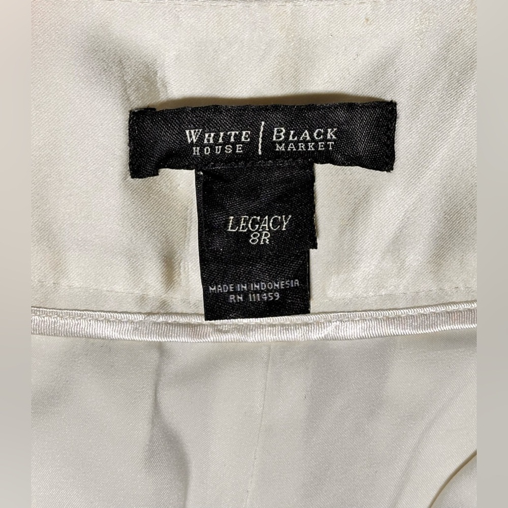 White House Black Market Legacy Flare Leg Beaded Closure Pants White 8R - Picture 5 of 7